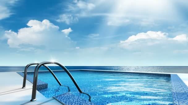 Luxury Swimming Pool Sea — Stock Video