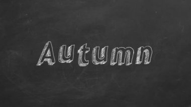 El çizim ve kara tahta üzerinde animasyonlu metin 