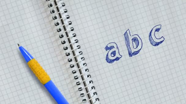 Text Abc Handwritten Sheet Notebook Animated — Stock Video