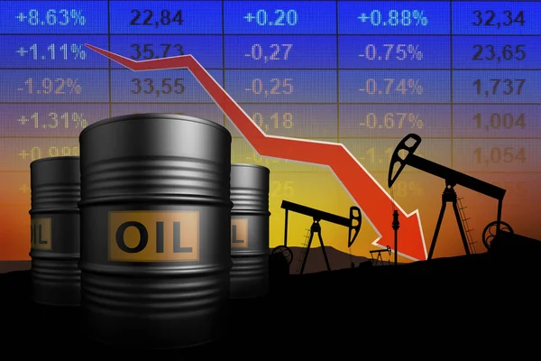 Крах Рынка Фондовой Биржи Коронавируса Ковид Нефтяные Баррели Нефтяные Насосы — стоковое фото