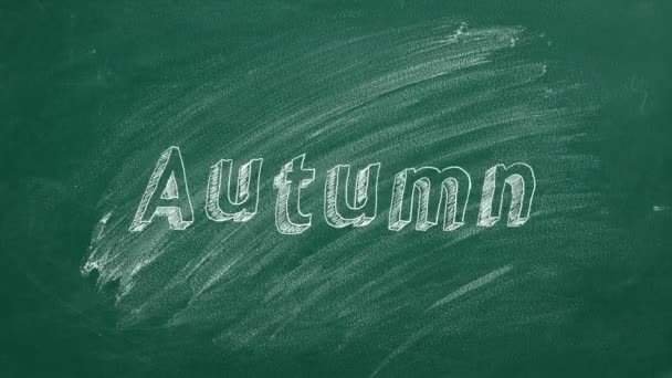 Lettering Autumn Greenboard Volta Escola — Vídeo de Stock