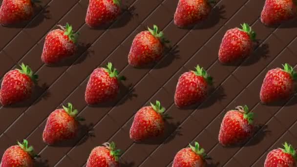 Beautiful Background Large Group Red Juicy Strawberries Berries Fresh Juicy — Stock Video