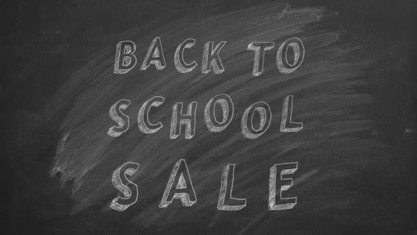 Hand Drawing Animated Text Back School Sale Blackboard Stop Motion — Stock Video