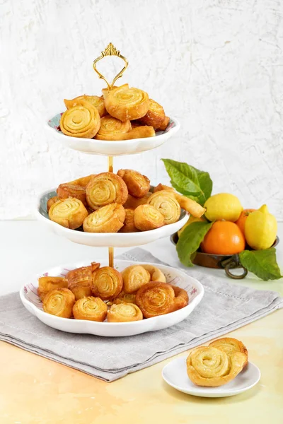 Espirais Pastelaria Frita Com Sabor Laranja Doces Típicos Italianos Feitos — Fotografia de Stock