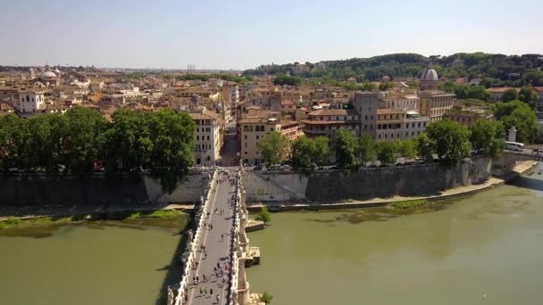 Vista Ponte Sant Angelo Roma Castelo Sant Angelo — Vídeo de Stock