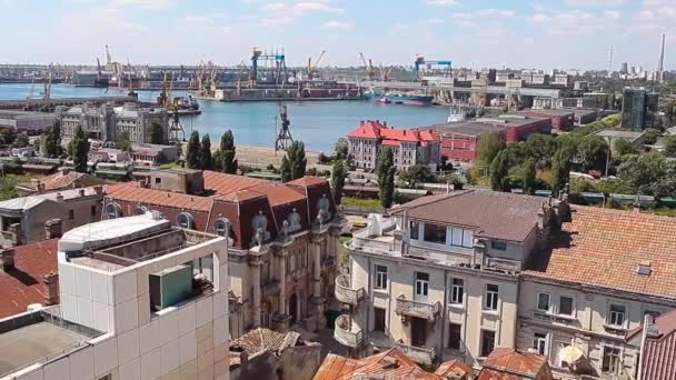 Egy Keveréke Régi Modern Épületek Régi Város Kereskedelmi Kikötő Konstanca — Stock videók