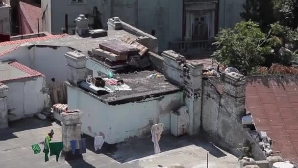 Dilapidated Buildings Advanced State Decay Illegally Occupied — Stock Video