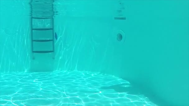 Onderwater Uitzicht Man Springen Het Zwembad Slow Motion — Stockvideo