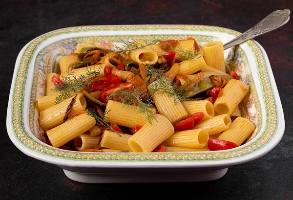 Groenten Rigatoni pasta — Stockfoto