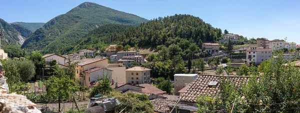 Vue Panoramique Dessus Gualdo Tadino Avec Les Apennins Horizon Ombrie — Photo