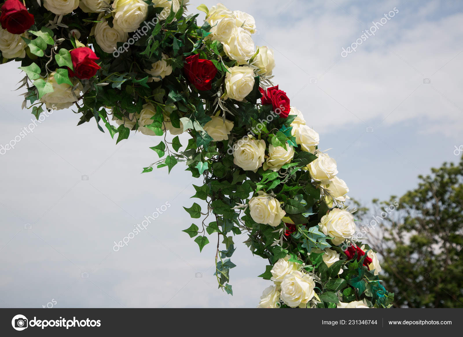 Wedding Decorations Flower Red White Stock Photo C Fambros