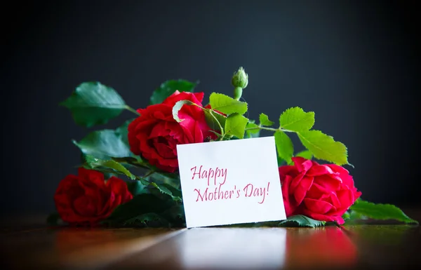 Hermosas Rosas Rojas Flor Sobre Fondo Negro — Foto de Stock