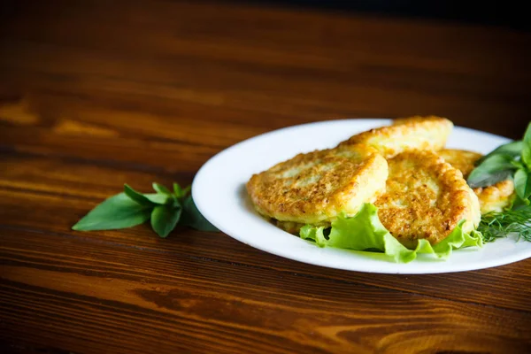 Beignets Courgettes Frites Sur Une Table Bois — Photo