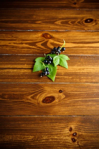 Ripe Berries Black Currants Wooden Table — Stock Photo, Image