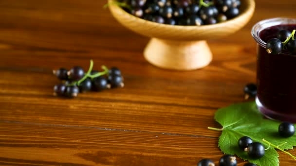 Sweet jam of black currant berries — Stock Video