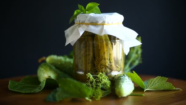 Pickled pickled cucumbers — Stock Video