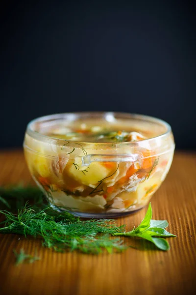 Sopa Pollo Con Fideos Caseros Plato —  Fotos de Stock