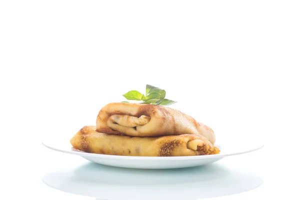 Fried thin pancakes stuffed — Stock Photo, Image