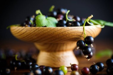 olgun meyveler siyah frenk üzümü siyah bir zemin üzerine