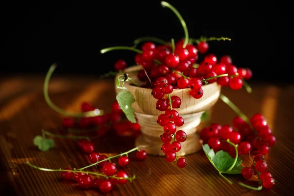 Ripe Berries Red Currants Wooden Table — Stock Photo, Image