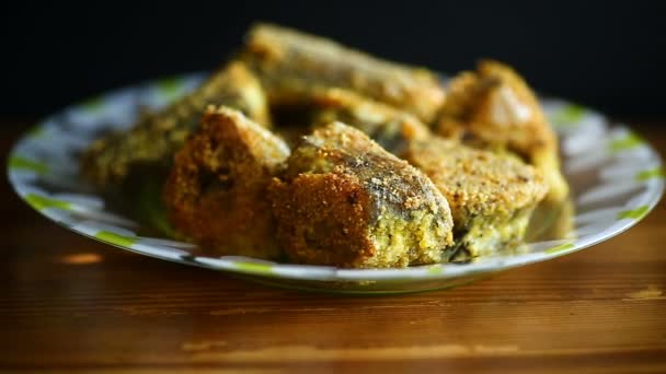 Fried fish fillet in batter — Stock Video