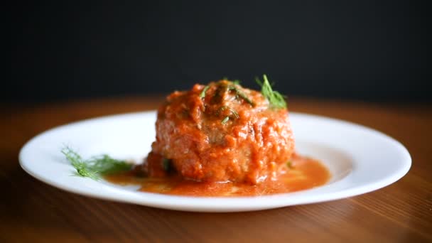 Meatballs with tomato sauce — Stock Video