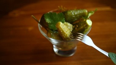 otlar ve baharatlar ile salatalık turşusu