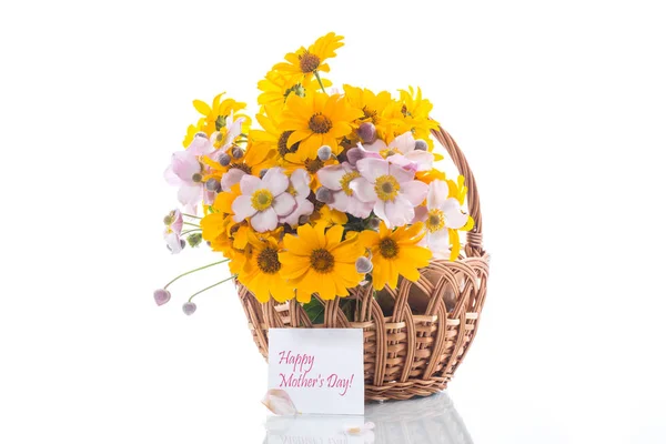 흰색 절연 노란 큰 꽃의 꽃다발 — 스톡 사진