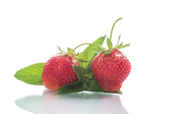 Fragola Biologica Rossa Matura Isolata Fondo Bianco — Foto Stock