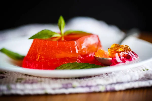 Sweet Multi Colored Jelly Plate Black Background — Stock Photo, Image