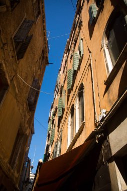 Venedik. İtalya. Eylül 8, Venedik'in binalarda 2018.Historic