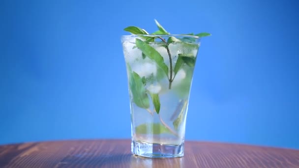 Compota fría dulce de verano de manzanas frescas con una ramita de menta — Vídeos de Stock