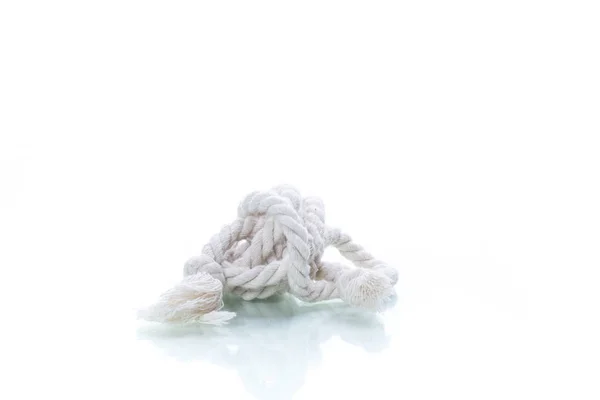 Piece of white cotton rope isolated on white — Stock Photo, Image