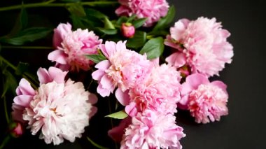 siyah arka plan üzerinde çiçekçi şakayık buketi