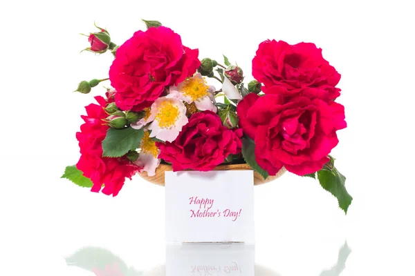 Bouquet of beautiful red roses on a white — Stock Photo, Image