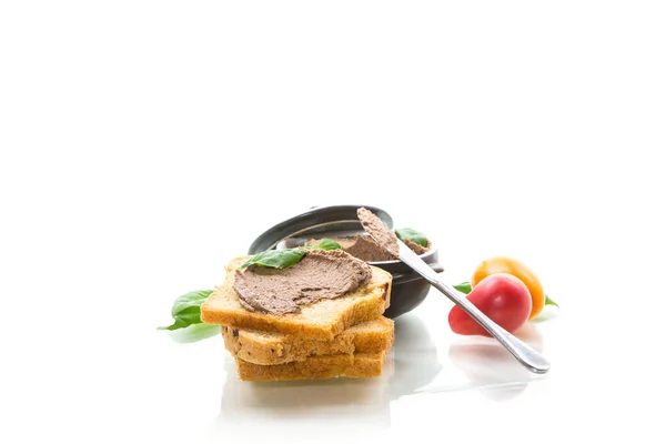 Σάντουιτς με κοτόπουλο σπιτικά πατέ συκωτιού closeup — Φωτογραφία Αρχείου