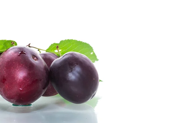 Organic red ripe cherry plum isolated on white — Stock Photo, Image