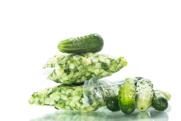 Fresh sliced cucumbers in a vacuum package — Stock Photo, Image