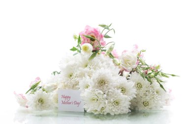 beyaz krizantem buketi beyaz bir izole