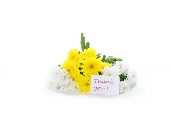 Bouquet Yellow White Chrysanthemums Isolated White Background — 스톡 사진