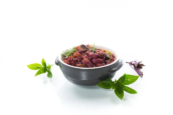 Vařené červené fazole s různými zeleninami — Stock fotografie