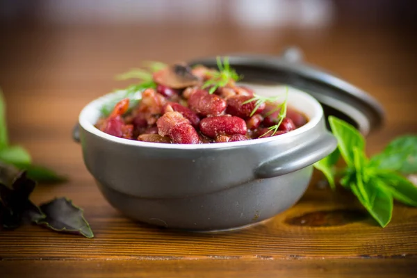 Cooked Boiled Red Beans Various Vegetables Bowl — Stock Photo, Image