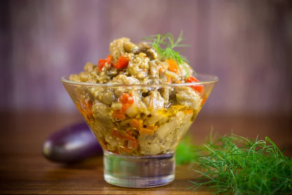 Caviar Été Aubergine Cuit Avec Des Légumes Dans Bol Sur — Photo