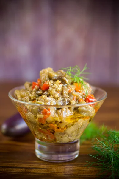 Caviar Été Aubergine Cuit Avec Des Légumes Dans Bol Sur — Photo