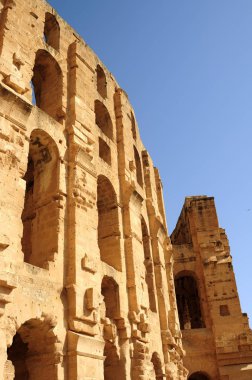 Roma İmparatorluğu'nun Kemaliye'nin Colosseum. El Jem. Tunus. Afrika.