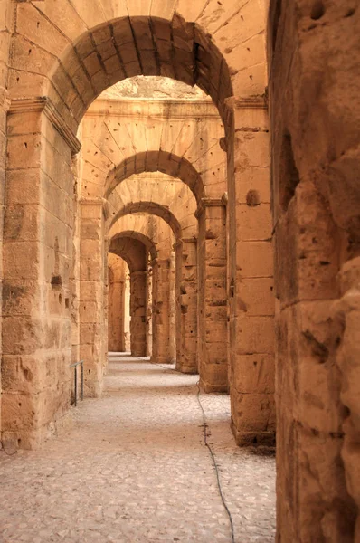 Stucversiering Colosseum Van Het Romeinse Rijk Jem Tunesië Afrika — Stockfoto