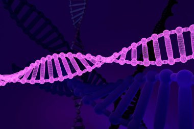 DNA molekül yapısı 3d tonlama derin mavi render 3d çizim