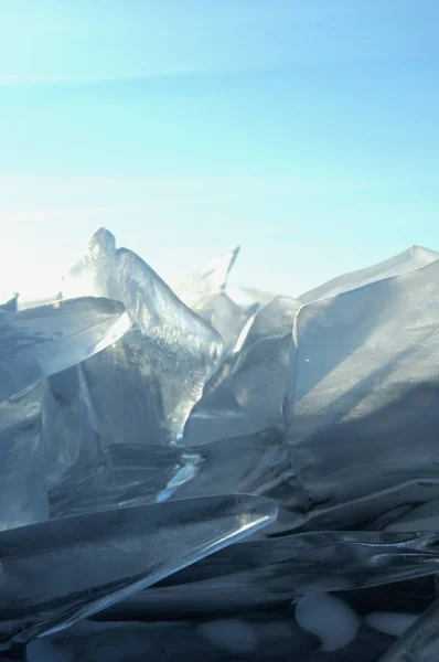 Raggi Solari Sono Rifratti Dal Ghiaccio Trasparente Del Lago Baikal — Foto Stock