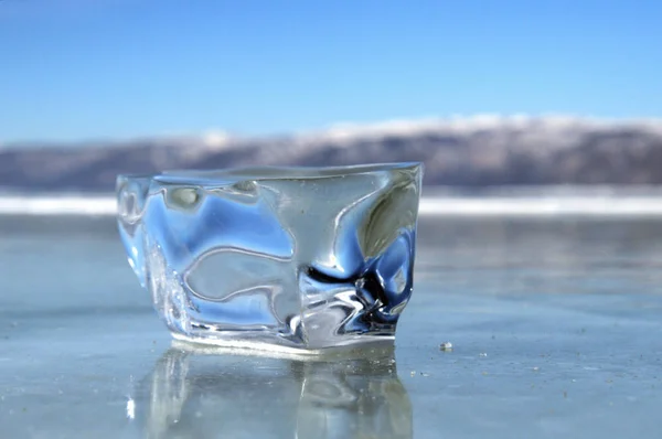 Stralen Van Zon Worden Kristalheldere Stukjes Ijs Geredigeerd Winter Landschap — Stockfoto