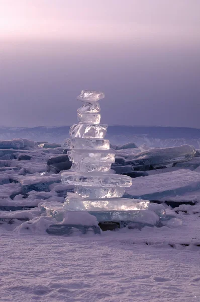 Raggi Del Sole Sono Rifratti Cristalli Ghiaccio Paesaggio Invernale Lago — Foto Stock